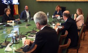 La presidenta del Congreso de los Diputados, Meritxell Batet, preside una reunión de la Mesa de la Cámara. E.P./Pool