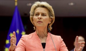 16/09/2020.- La presidenta de la Comisión Europea, Ursula von der Leyen en el Parlamento Europeo. / EFE - OLIVIER HOSLET