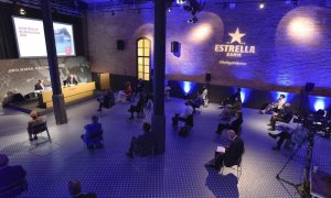 Vista de la junta de accionistas, celebrada en la Antigua Fábrica Estrella Damm de Barcelona.