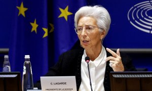 La presidenta del BCE,  Christine Lagarde, en una comparecencia en la Comisión de Asuntos Económicos y Monetarios del Parlamento Europeo, el pasado febero. REUTERS/Francois Lenoir