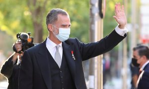 El rey Felipe VI durante su asistencia a la Apertura del curso académico de las Reales Academias.- EFE