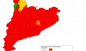 Mapa del risc de rebrot del coronavirus per comarques.