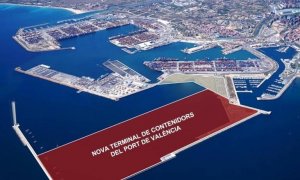 Imagen del área en se pretende ampliar el Puerto de Valencia.