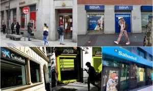 Sucursales de Banco Santander, BBVA, Caixabank, Bankia y Banco Sabadell.