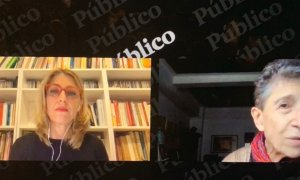 Mª Eugenia Rodríguez Palop i l'escriptora, professora i activista feminista, Silvia Federici. Públic