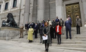 25/11/2020.- El grupo paralamentario de Vox, hoy miércoles en el Congreso de los Diputados, el día que se celebra en todo el mundo el "Día Internacional de la eliminación de la Violencia contra la Mujer".- EFE/Ballesteros