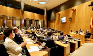 30/11/2020.- La portavoz de EH Bildu en el Congreso, Mertxe Aizpurua, participa en el acto de recuerdo a Ernest Lluch organizado por el Congreso. Grupo parlamentario EH Bildu