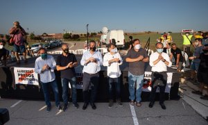 Varios de los condenados durante una protesta.