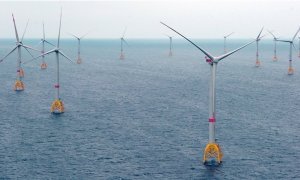 Vista del parque eólico marino de Wikinger, de Iberdrola, en Alemania.