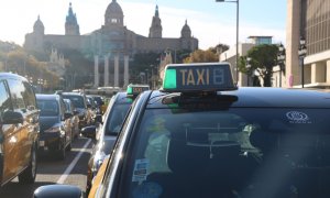 Una protesta del sector del taxi a Barcelona.