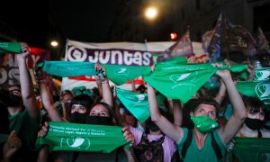 Manifestación en Buenos Aires para reclamar la legalización del derecho al aborto libre y gratuito.