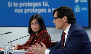 Los ministros de Sanidad y Política Territorial, Salvador Illa y Carolina Darias, respectivamente, comparecen en rueda de prensa este viernes tras la reunión del Comité de seguimiento del coronavirus.