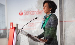 La presidenta de Banco Santander, Ana P. Botín, en la presentación de resultados de 2020 de la entidad.