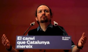 Pablo Iglesias, en el acto central de campaña de En Comú Podem para el 14F.