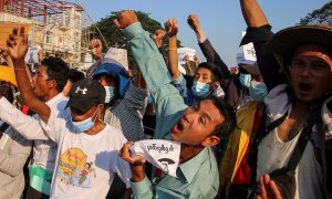 Protesta contra el golpe militar en Myanmar