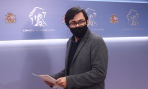 15/12/202.- El secretario primero del Congreso y diputado de ECP, Gerardo Pisarello, en una rueda de prensa en el Congreso. E. Parra. POOL / Europa Press