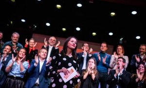 La líder de Ciudadanos, Inés Arrimadas, en marzo de 2020, junto al equipo con el que ganó las primarias de Cs.