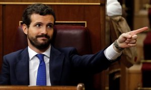 El líder del PP, Pablo Casado, en el Congreso.