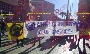 Imagen de una manifestación de 'Lo Nuestro' en la que participó el capitán Meroño, publicada en el Facebook del líder neonazi Pedro Santiago Escobar Honrubia el 13 de enero de 2020.