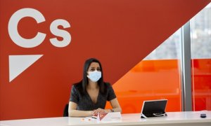 La presidenta de Ciudadanos, Inés Arrimadas, durante la reunión del Comité Permanente del partido, en Madrid (España), a 22 de marzo de 2021.