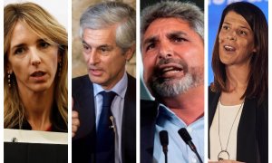 De izquierda a derecha: Cayetana Álvarez de Toledo, Adolfo Suárez Illana, Juan José Cortés, y Ruth Beitia.