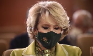 La expresidenta de la Comunidad de Madrid Esperanza Aguirre, durante la ceremonia de entrega del premio Sociedad Civil de parte del patronato de la Fundación Civismo, en Madrid (España), a 9 de marzo de 2021.. Imagen de archivo.