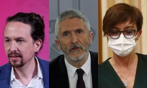 Pablo Iglesias, Fernando Grande-Marlaska y María Gámez.