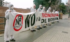 Ecologistas en Acción se manifiestan contra la incineradora de Monzón promovida por Forestalia.