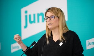 La portaveu de Junts, Elsa Artadi, en roda de premsa. 19 d'abril del 2021.