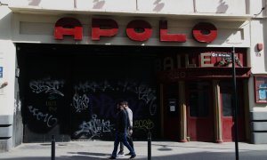 La sala Apolo, tancada, el 15 d'abril del 2021.