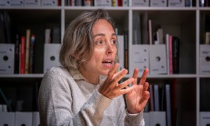 Ingrid Guardiola al Bòlit de Girona durant l'entrevista amb 'El Quinze'.