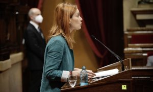 La líder dels comuns, Jéssica Albiach, en el ple d'investidura del Parlament.