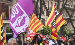 Manifestació d'UGT i CCOO el passat 1 de maig.