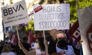 Concentración contra el ERE de BBVA, en Madrid. E.P./Alejandro Martínez Vélez