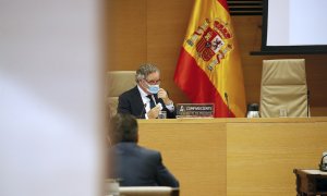 El empresario y marido de María Dolores de Cospedal, Ignacio López del Hierro, durante comparecencia en la Comisión de Investigación sobre el caso Kitchenr, en el Congreso de los Diputados. EFE/Javier Lizón