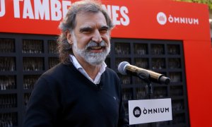 El president d'Òmnium Cultural, Jordi Cuixart, durant l'acte de Sant Jordi de l'entitat. Imatge del 23 d'abril de 2021