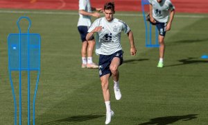 Fotografía de archivo del 31 de mayo de 2021 del defensa Diego Llorente durante un entrenamiento de la selección española en la Ciudad del Fútbol de las Rozas, en Madrid.