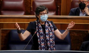 La ministra de Asuntos Exteriores, Arancha González Laya, responde a una pregunta de la oposición durante una nueva sesión de control al Gobierno este miércoles en el Congreso de los Diputados.