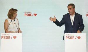 Susana Díaz y Juan Espadas, este lunes en San Vicente.