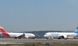 Aviones de Grupo Iberia y Air Europa.