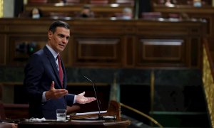 30/06/2021.- El presidente del Gobierno, Pedro Sánchez, interviene este miércoles en el Pleno del Congreso para explicar los indultos a los líderes independentistas e informar de la situación política y económica, así como de los últimos consejos europeos