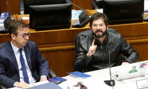 Gabriel Boric interviniendo en una sesión del congreso en Valparaiso