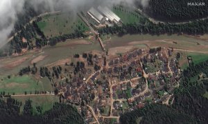 Imagen satelital de la localidad alemana de Liers, devastada por las inundaciones.