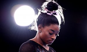 La estadounidense Simone Biles durante los Juegos Olímpicos de Tokio 2021 este 22 de julio.