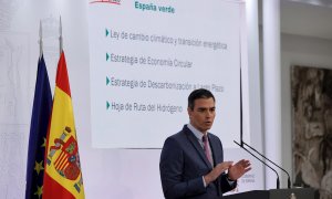 El presidente del Gobierno, Pedro Sánchez, durante su intervención para hacer balance del curso político marcado por la pandemia.