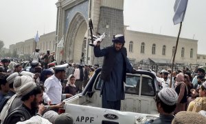 Vista de una patrulla de los talibanes, este domingo en la ciudad de Kandahar.