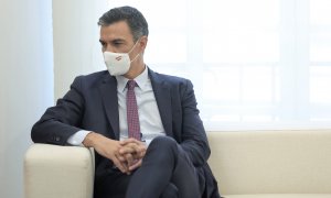 El presidente del Gobierno, Pedro Sánchez, en el Palacio de la Moncloa, durante la visita del presidente de la República de Chile, Sebastián Piñera. E.P./Eduardo Parra