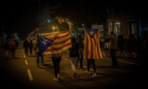 Protesta llevada a cabo por los CDR con motivo del tercer aniversario del 1-O, en Barcelona, el 1 de octubre de 2020.