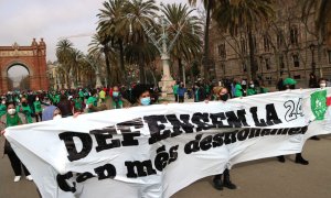 Una manifestació de la PAH a tocar d'Arc de Triomf.