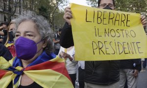 Una imatge de la concentració d'aquest divendres contra la detenció de Carles Puigdemont a l'Alguer.